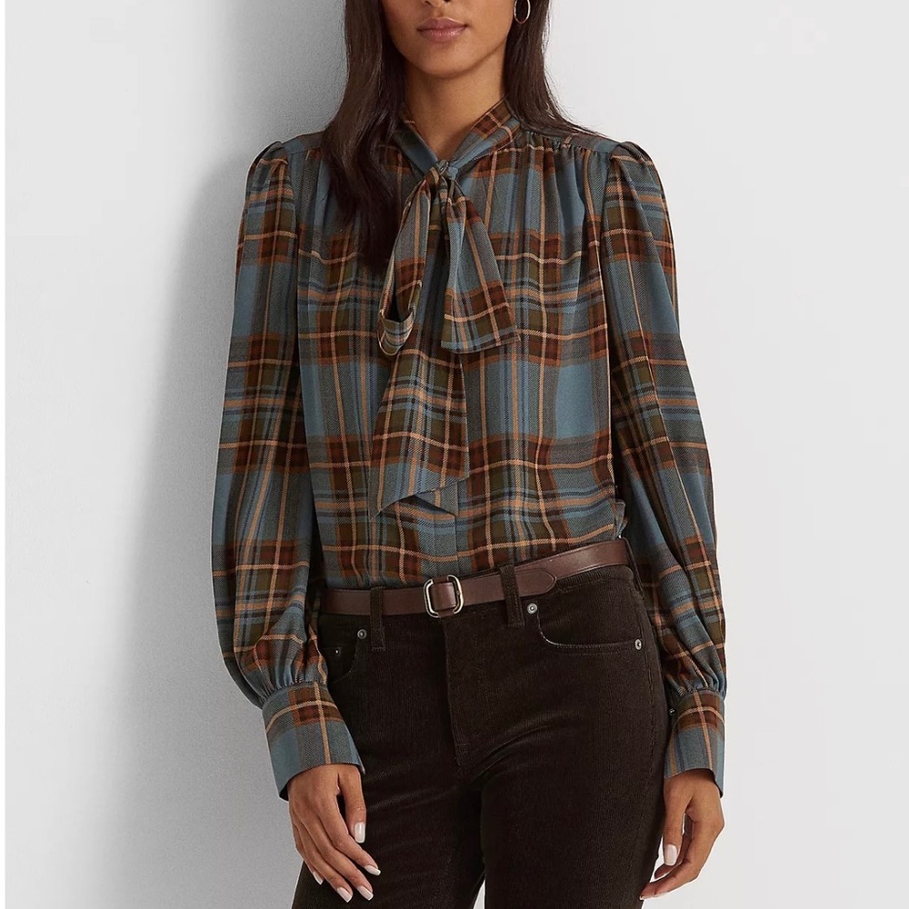 Ralph Lauren Plaid Blouse Small NWT